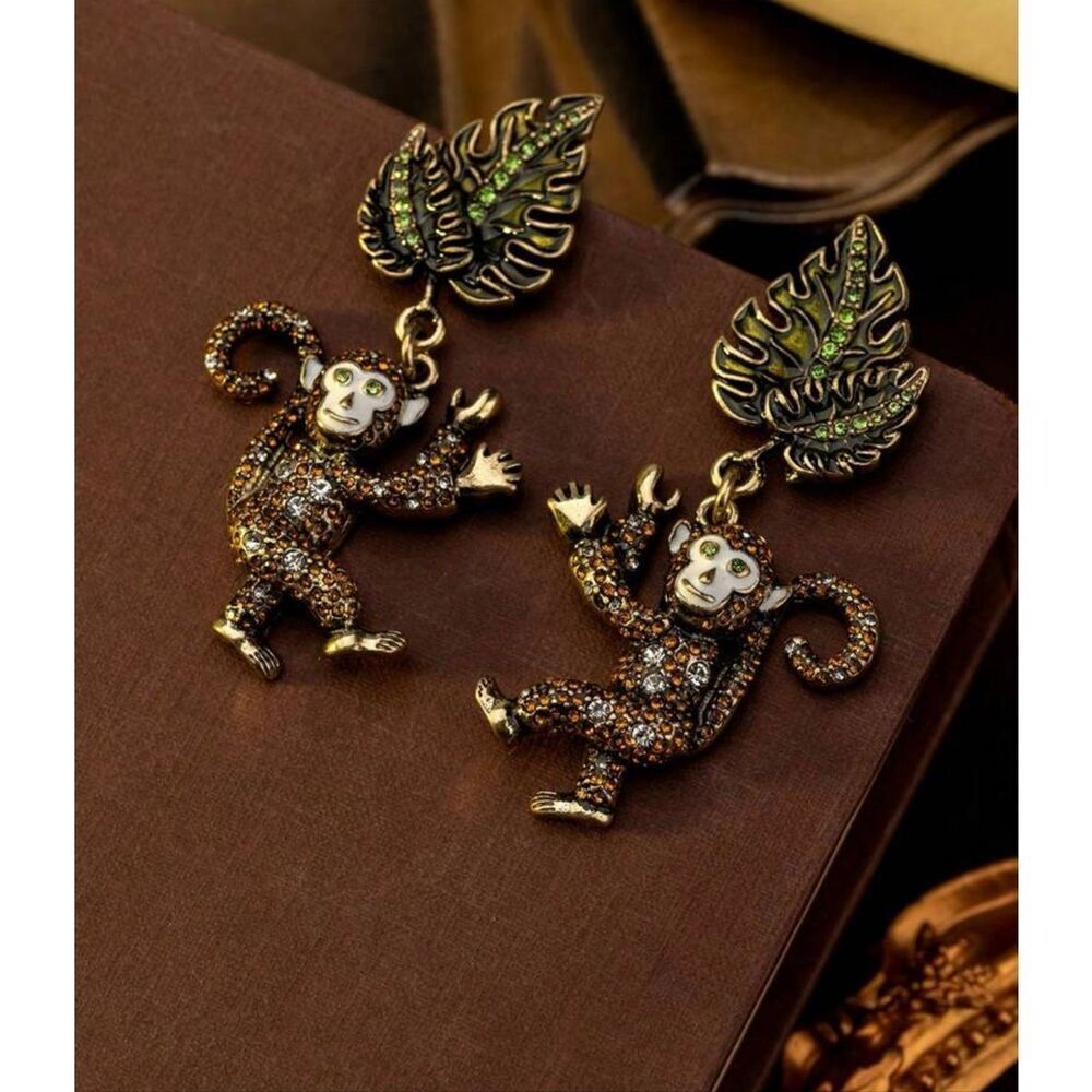 Jeweled Monkey Earrings